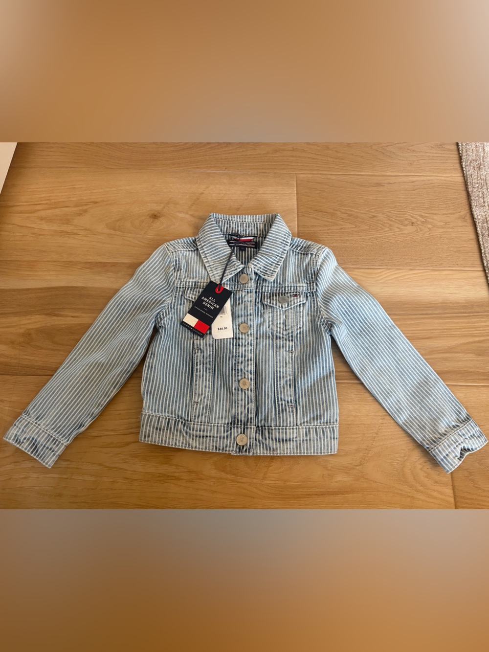 Tommy Hilfiger Light Blue Pinstripe Kids Denim Jacket - 2T